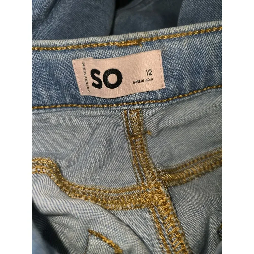 SO Jeans Girls Size 12 Distressed Blue Denim Light Wash